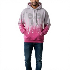 Sweat-shirts personnalisés pour hommes avec strass, streetwear, logo sur le devant, fabricant OEM, fournisseur ODM - Product Image 1