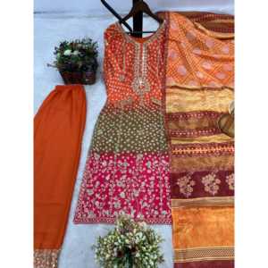 Conjunto de Diseñador XL con Top, Pantalón y Dupatta para Fiesta, Salwar Kameez Hecho de Poliéster - Product Image 2