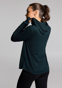 Sweat-shirt à capuche à manches longues pour femme, couleur unie, respirant, en polyester tricoté, pour l'automne - Product Image 2