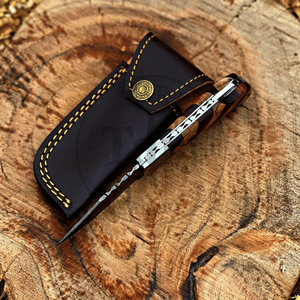 Cuchillo Plegable Artesanal de Acero Damasco con Mango de Madera, Herramienta de Caza para Exteriores, Alta Calidad, OEM, Venta al por Mayor y al por Menor, Europa, EE. UU., TARJ - Product Image 4