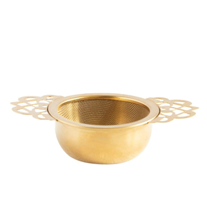 Brass <b>Tea</b> Strainers Floral Design Handle Push Button <b>Tea</b> <b>Infuser</b> Deluxe Quality Brass Mesh Wire <b>Tea</b> <b>Infuser</b> Gold Color Plated - Product Image 2