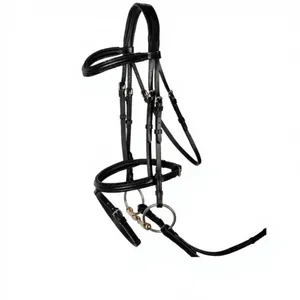 Brida Snaffle con cabezal anatómico y narquiler de salto, de cuero acolchado suave, estilo inglés, hecha a mano para caballos - Product Image 3