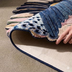 Custom Hand-Tufted Wool Area Rug Modern Abstract Colorful Bird Feathers Motif Irregular Shape Thick Plush 3D Carved Floor Carpet - Product Image 4