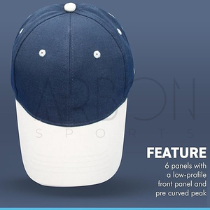 Custom Logo Two Tone Baseball Cap 6 Panel <b>Navy</b> Blue and White Sport <b>Hat</b> High Quality Cotton Twill Adjustable 6 Panel Caps - Product Image 3