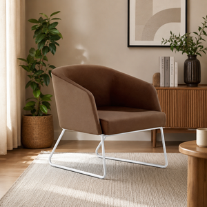 Fauteuil d'appoint moderne scandinave en tissu avec coussin en mousse HR et structure en bois de chêne américain pour salon, hôtel, maison, bureau - Product Image 1