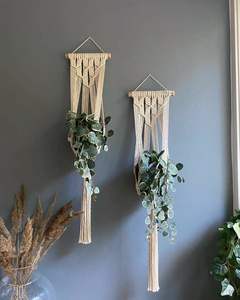 Porte-plante en macramé fait main, corde en coton naturel, tissé à la main, pour plantes suspendues, intérieur, extérieur, maison, balcon, jardin - Product Image 6