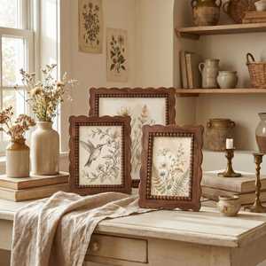 Creative <b>Rustic</b> Handmade Eco-Friendly Wooden Photo Frame Full Color Tabletop Decor with Customizable Design - Product Image 3