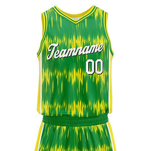 Uniforme de Baloncesto Verde Personalizado, Conjunto de Camiseta y Pantalones Cortos, Hecho en Fábrica, Nuevo Diseño, Impresión Digital, Poliéster Transpirable, OEM - Product Image 6