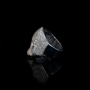 Bague Crâne Moissanite Diamant Givré en Argent Sterling 925 Plaqué Rhodium, Style Hip Hop Unisexe, Bijoux Streetwear pour Hommes et Femmes - Product Image 5
