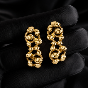 Pendientes de Aro Gruesos de Plata 925 y Oro Sólido de 14K/18K, con Diseño Floral, Joyería Fina para Mujer, Uso Diario - Product Image 1