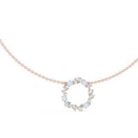 Collier pendentif cercle en or rose 14 carats avec diamants de laboratoire de luxe de formes variées