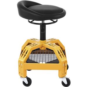 Sgabello da Garage Regolabile in Plastica con Ruote, Capacità 300 LBS, Altezza 24-28,7 Pollici, Sedile Girevole a 360° per Meccanici - Product Image 6