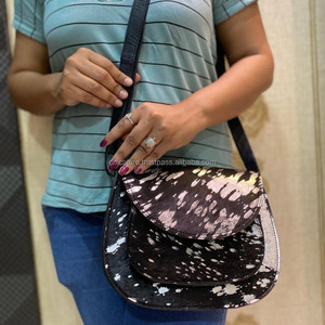 กระเป๋าสะพายไหล่หนังเนื้อโลหะขนสัตว์สไตล์ตะวันตกใหม่คุณภาพสูงหนังขนสัตว์โลหะแท้กระเป๋าถือด้านข้าง - Product Image 2