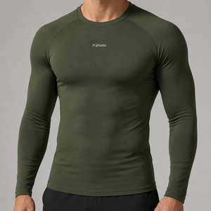 F2WIN Rashguard Unisexe à Manches Longues Vert Séchage Rapide Écologique Anti-Bactérien Imprimé par Sublimation 220g Polyester Compression - Product Image 1