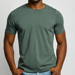 เสื้อยืดผู้ชายคุณภาพสูง สีพื้น ผ้าฝ้าย ทรงปกติ แขนสั้น ระบายอากาศ แห้งเร็ว สไตล์ไฮสตรีท น้ำหนัก 300 กรัม รับสั่งทำ - Product Image 1