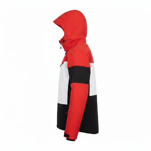 เสื้อแจ็คเก็ตพัฟเฟอร์มีฮู้ดสีแดง ขาว ดำ สำหรับผู้ชาย กันน้ำ ดีไซน์สปอร์ตแบบ Color Blocking พร้อมโลโก้ปัก เหมาะสำหรับใส่กลางแจ้งในฤดูหนาว - Product Image 2