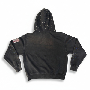 Sweat-shirt à capuche noir pour homme avec motif à pois en strass, respirant, en molleton français, décontracté, pour l'automne - Product Image 6