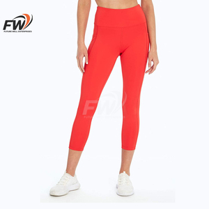 Best High Quality High Waisted Tummy Control <b>Leggings</b> <b>With</b> <b>Pockets</b> Women Full Length Capri Buttery Soft For Yoga Color Blocking - Product Image 5