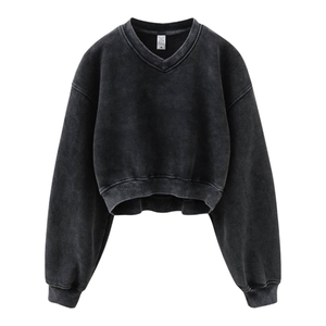 <b>Women</b>’s Casual Crop Sweatshirt Soft Fleece Pullover Long Sleeve Lightweight Comfortable Everyday Streetwear Top - Product Image 6