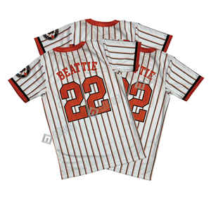 Camiseta de Béisbol Sublimada con Cuello en V, Diseño Personalizado, Servicio OEM, Transpirable, 100% Poliéster, Colores Personalizados - Product Image 5
