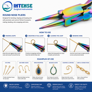 Pince à bijoux à bout rond en titane arc-en-ciel, outil de perlage en acier inoxydable pour boucles de fil, logo personnalisé OEM - Product Image 3
