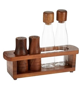 Decorative Wooden Salt Pepper Shaker Set For Spice Storage <b>Kitchen</b> <b>Accessories</b> And Dining Table Styling - Product Image 1