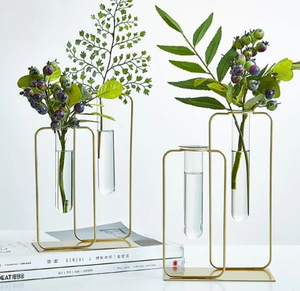 Farmhouse Flower Vases Home Decor Minimalism Metallic Gold Finished Vase Mid Century Vase for Coffee Table Living Room - Product Image 5
