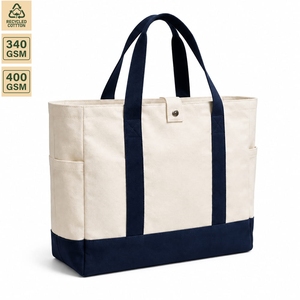 Sac fourre-tout en toile laminée PP bicolore avec logo personnalisé, 45x36x18 cm, sac de courses réutilisable robuste, fournisseur OEM en gros - Product Image 1