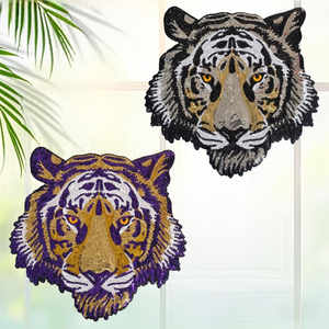 Tiger Head Sequined Washable Patch Sew-On Fabric Applique for Clothing Hats Gifts - Product Image 3
