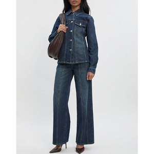 Women Oversized <b>Denim</b> <b>Jacket</b> Casual Button Front Blue Jean Coat Long Sleeve Fashion Outerwear Streetwear Style - Product Image 3