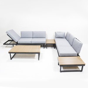 Chaise d'extérieur pliable moderne et minimaliste avec cadre en aluminium, coussins gris résistants aux intempéries pour transat de patio - Product Image 4