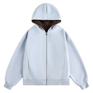 New Custom 2026 Hoodie Men Two-Tone Design Full Zip Eco-Friendly Loose Fit Heavyweight <b>Sweatshirt</b> <b>Retro</b> Style Premium Quality - Product Image 1