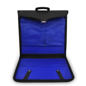 Master Mason Blue Lodge <b>Apron</b> Case <b>Black</b> Imitation Leather Lockable Regalia Carrier with Silver Square Compass G Emblem - Product Image 2