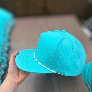 Wholesale Custom Embroidery Logo 5 Panel Flat Brim Waterproof Fabric Laser Cut Holes Snapback Cap Hat Wear Summer Unisex Factory - Product Image 3