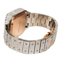 Montre de luxe en or rose 18 carats bicolore pour femme, entièrement sertie de diamants Moissanite, style Hip Hop glacé