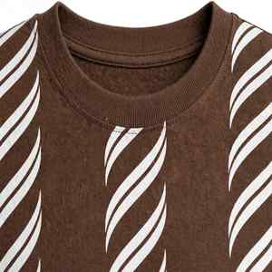 Camiseta NEXTEX Unisex con Rayas Cruzadas, Marrón y Blanco, de Algodón Suave, Cuello Redondo, Informal - Product Image 5