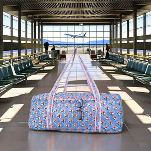 Bolso de lona casual de lujo, acolchado a máquina, con estampado bohemio de verano, de algodón estampado a mano, para gimnasio, compras, fin de semana y deporte, a la moda - Product Image 3