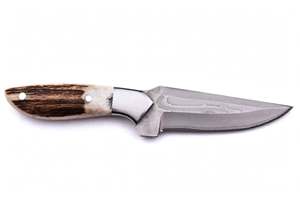 มีดครัวเหล็กดามัสกัสทำมือ ด้ามจับกระดูกกวาง สำหรับโชว์ - Product Image 5
