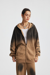 Oferta Especial: Sudadera con Capucha Oversize para Hombre 100% Algodón Felpa, Personalizable al por Mayor, Hombro Caído, Tejido Grueso, Colores Degradados, Estilo Vintage con Cremallera - Product Image 5