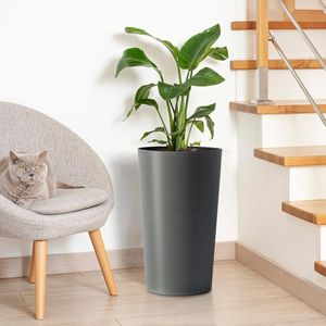 Set di 2 Fioriere Quadrate Moderne Alte 55 cm per Interni ed Esterni, Vasi per Piante da Portico e Patio - Product Image 5