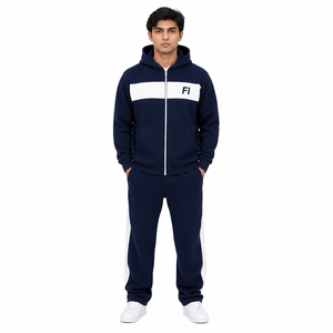 High Quality Blank Color Oversized Men's Zip Hoodies & Flare Sweatshirts & pants set Unisex Plus size tracksuit & Joggers Set - Product Image 1