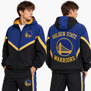 Chaqueta Cortavientos Deportiva con Capucha Ajustable, Cordón Ajustable, Absorción de Humedad, Paneles de Color, Ligera, Informal, Deportiva - Product Image 1