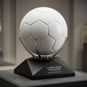 Ballon de football en PU blanc cousu à la main pour entraînement en salle et matchs, idéal pour les sports d'équipe et le divertissement - Product Image 2