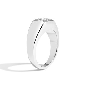 Custom 2.50 Carat Asscher Lab Grown Diamond Men's Engagement <b>Ring</b> 14K 18K Solid Gold Flush Set Tapered <b>Dome</b> Band <b>Rings</b> Wholesale - Product Image 3