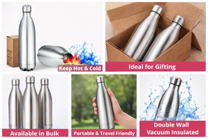 Bouteille d'eau isotherme en acier inoxydable personnalisée Liviya avec impression sérigraphique pour usage promotionnel, Fête des Mères, Pâques - Product Image 3