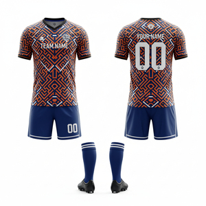 Conjunto de Camiseta de Fútbol Sublimada Personalizada, Cuello en V, Manga Corta, Nombre del Equipo Impreso, Uniforme Transpirable de Poliéster para Todas las Temporadas - Product Image 5