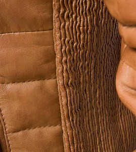 <b>Mens</b> Genuine <b>Leather</b> Field Jacket Classic Fit <b>Coat</b> Multi Pocket Front Zip Stand Collar <b>Long</b> Sleeve Casual Fashion Outerwear - Product Image 5