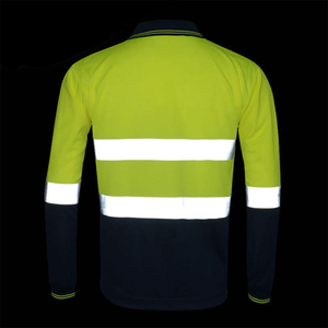 Camiseta Polo de Trabajo de Alta Visibilidad de Manga Larga y Alta Calidad con Cinta Reflectante para Seguridad en la Construcción - Product Image 2