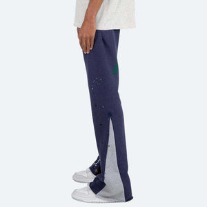 Pantalones de chándal acampanados de algodón de alta calidad para hombre, novedad 2026, con cintura elástica y diseño de patchwork, pantalones de hombre lavados. - Product Image 4