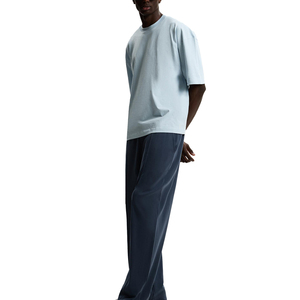 T-shirt surdimensionné bleu glace personnalisé pour homme, en coton épais, coupe ample à épaules tombantes, tee-shirt streetwear vierge de qualité supérieure - Product Image 3